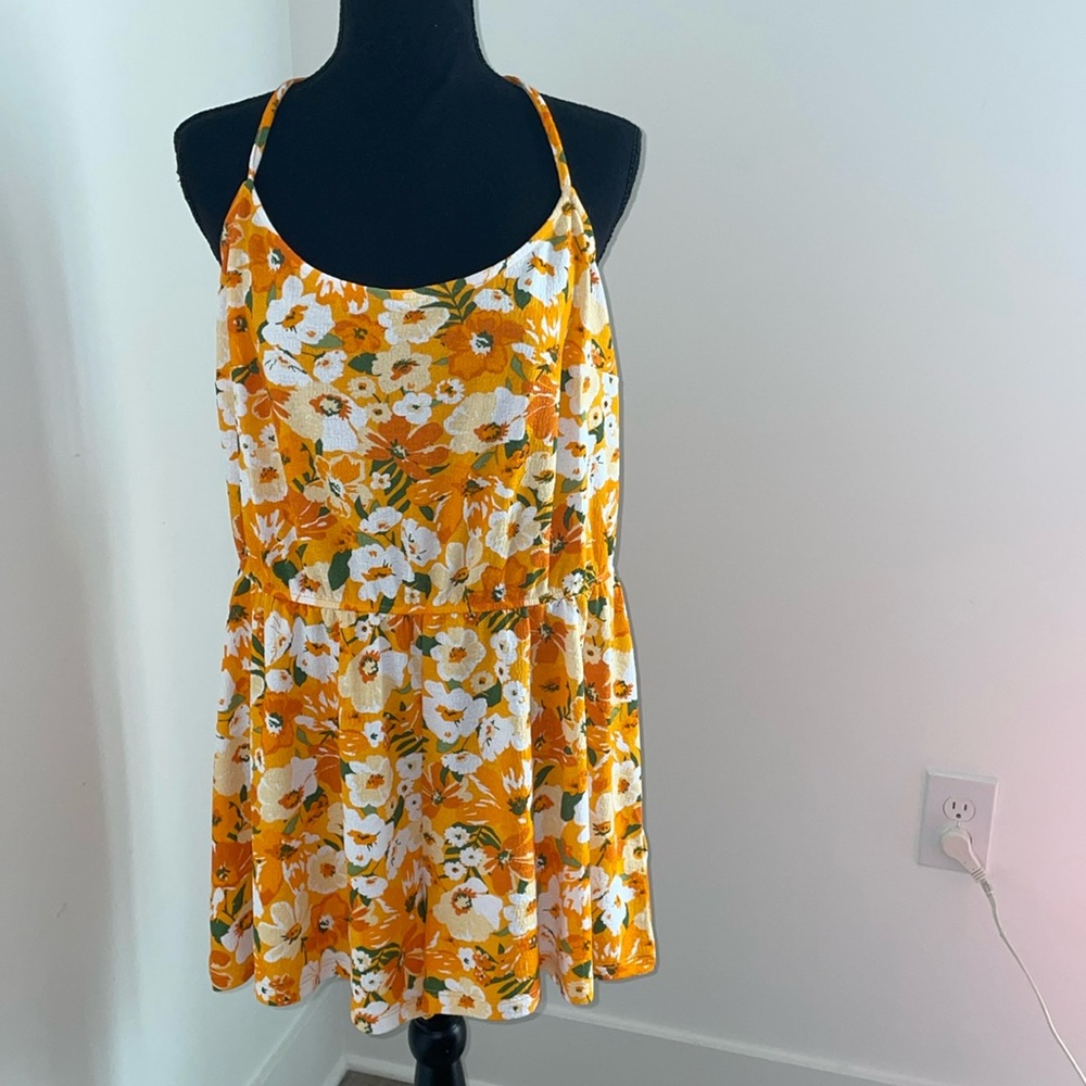 Orange floral romper